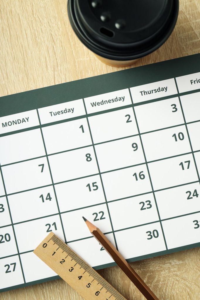 Concept of event planning and work planning, top view